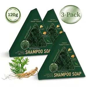3pack Nature Triangle Shampoo Bar, Nature Seven Green Soap Shampoo, Usman Grass Shampoo Bar, Strengthens Smooths Hair, Natural Shampoo Bar For All Hair Types