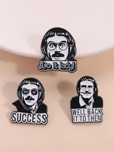 3-Piece Cartoon Badges Retro Creative Brooches, Humorous Slogan Design for Daily Fun, Perfect for People with a Sense of Humor