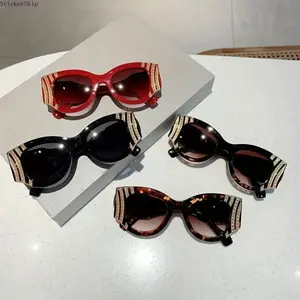 2026 2-Pack Unisex Oversized Cat Eye Sunglasses, Viral Influencer Punk Fashion Shades with Metallic Accents, Two-Tone Brown Black Frame & Gradient Flat Mirror Lenses, Trendy Bold Eyewear for Daily Outfits, Streetwear & Party Aesthetic Looks