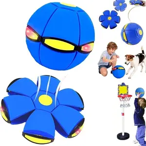 UFO Magic Balls, Pet Toy Flying Saucer Ball With 6 Lights, Creative Doggy Disc Ball Stomp, Interactive Training Ball, Portable Decompression Flying Flat Throw Dog Balls Toy for Childrens Kids Medium Dogs Outdoor Sports