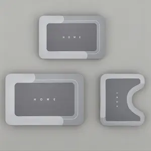 Viral 3PCS Absorbent Mat Set Super Fast Dry Non-Slip Kitchen Bathroom Draining Pad dark gray