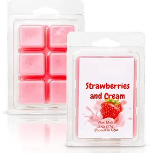 - Strawberries & Cream - Sweet Strawberry with Cream Scented Melt- Maximum Scent Wax Cubes/Melts- 1 Pack -2 Ounces- 6 Cubes