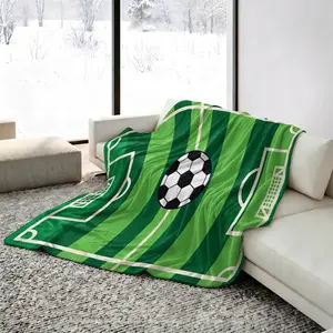 Soccer Fan Gift Cooling Comforter Set, Soccer Field Print Quilt Bedding Set with Pillowcases, Q-MAX>0.3, Breathable Absorbent