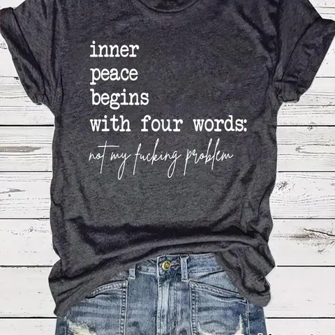 Women's Graphic Letter Print Round Neck Short Fitted Tee, Fashion Casual Crew Neck T-Shirt for Daily Holiday Vacation Outdoor Wear, Ladies Clothes for Summer