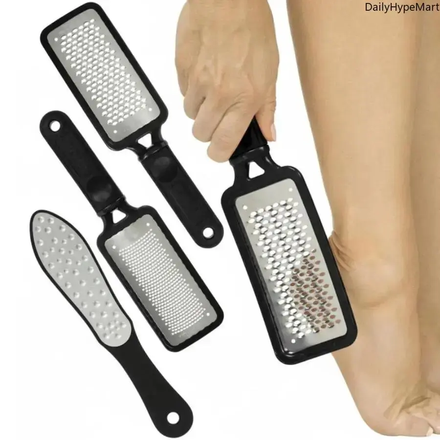 3-Pack Stainless Steel Foot File Set - Callus Remover with Gentle, Lightweight Handle for Dead Skin Smoothing and Cleansing
