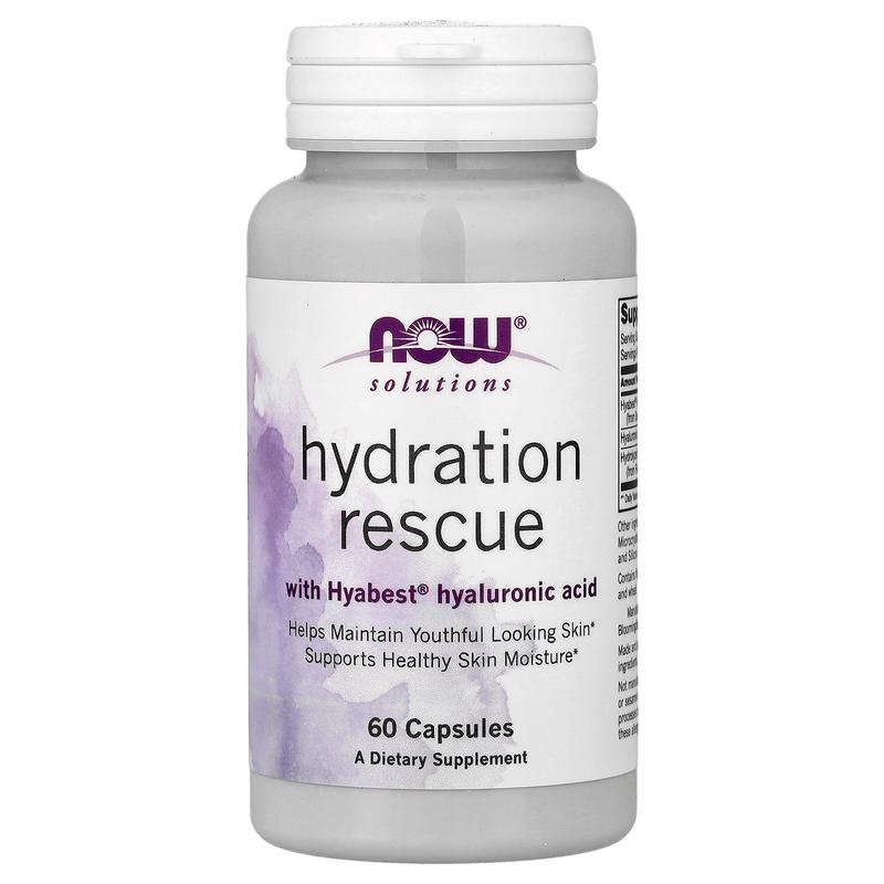 NOW Foods Solutions, Hydration Rescue with Hyabest® Hyaluronic Acid, 60 Capsules