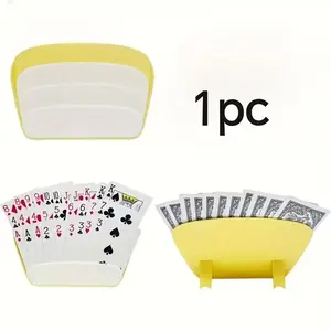 1Pc Yellow/Red Hands-Free Card Holder - Playing Card Organizer for Uno, Poker & Family Game Night