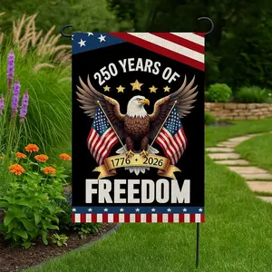 250 Years America Garden Flag, 250th Anniversary USA Patriotic Banner Double-Sided with Eagle Design, 250th Flag