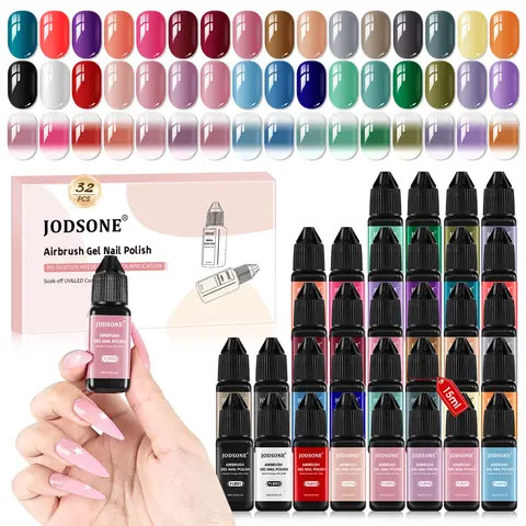 JODSONE 32 Colors Airbrush Gel Nail Polish - No Dilution, Full Coverage & High Saturation, Perfect for Home Salon | Christmas Gift