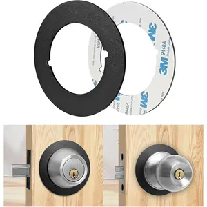 2 Pcs Round Thick Matte Black Door Knob Reinforcement Plates, Door Handle Cover Filler Fixing Repair Backplate for Door Knob Deadbolt