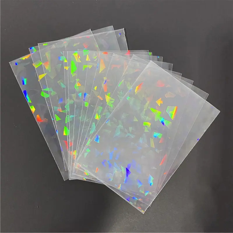 50PCS 62x90mm Broken Gemstone Glass Rainbow Star Laser Card Sleeves For YGO Protector Holographic Foil Tarot Cards Binder Film