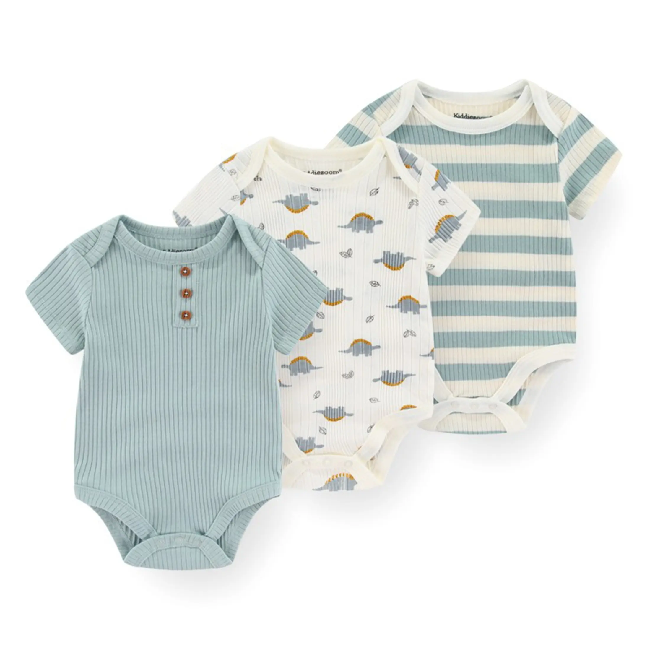 Fashion 3 Pack Cotton Short Sleeve Baby Bodysuit 0-12 Months (Boys)