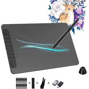 VK1060PRO V2 Drawing Tablet, 10 x 6 Inch Graphics Pen Tablet with 8 Shortcut , 8192 Levels  Free Supports Tilt Function, Work for Digital Art Drawing, Designing