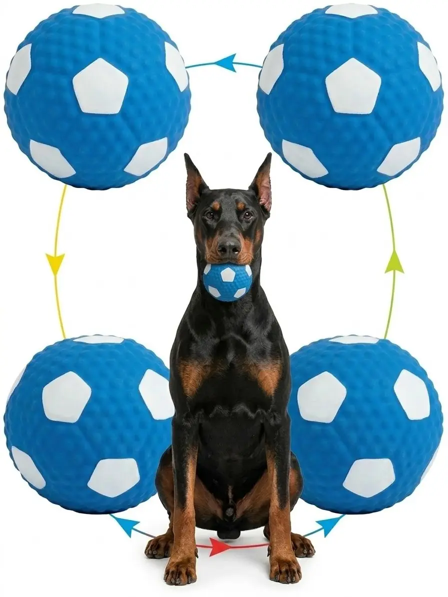 Dogs Can’t Resist This Squeaky Ball – Durable Rubber Dog Toy for Endless Fun (Soccer & Football Design), pet toy ball