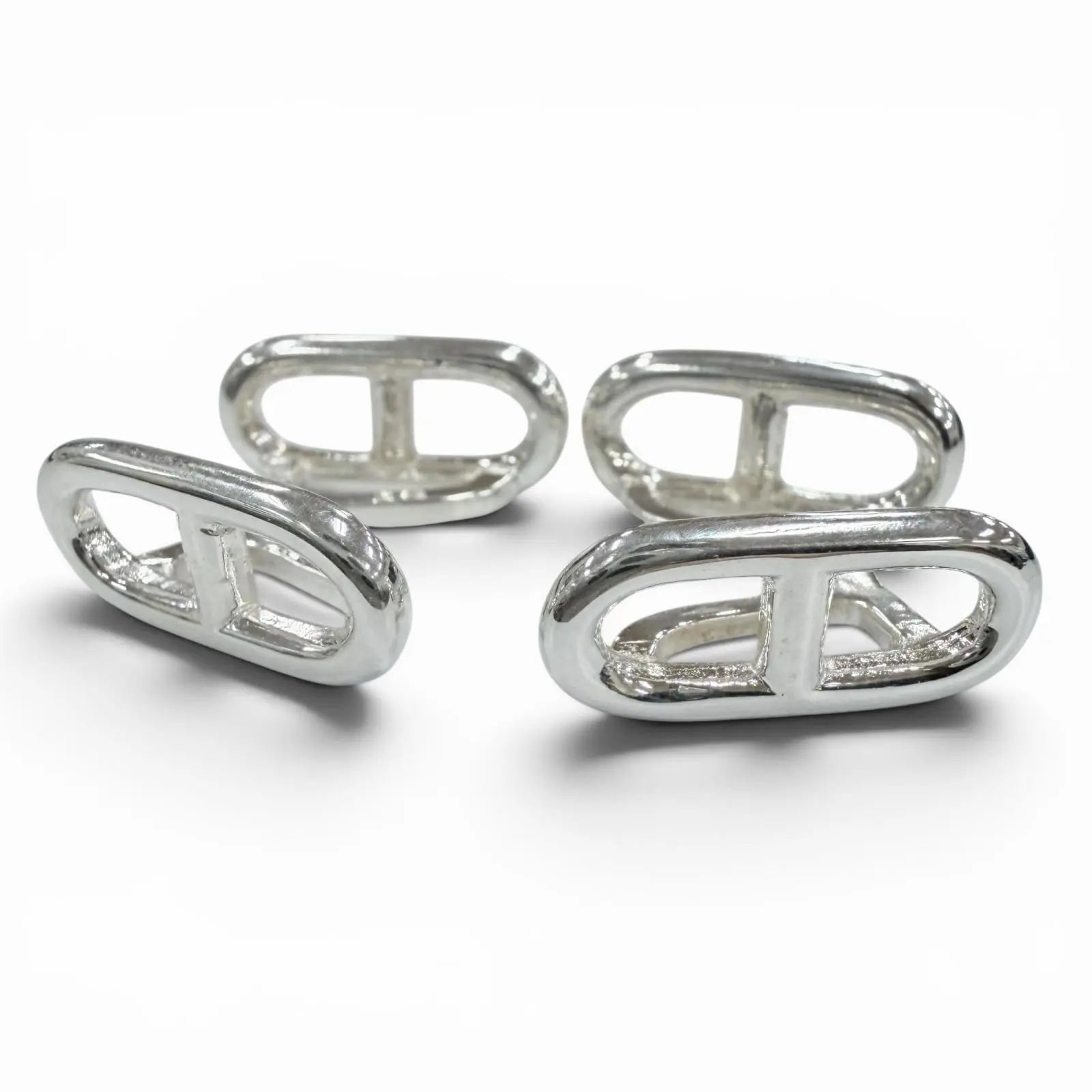 Pre-owned HERMÈS Sterling Silver 925 (Ag925) Small Leather Goods Hermes 925 Silver Cufflinks