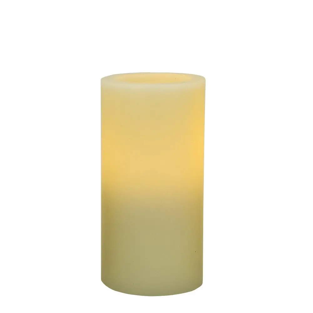 6 in. Ivory Flameless Flicker Beeswax Pillar Candle with 360 Stand - Home Decor Table Light, Cozy Gift Option