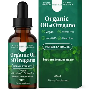 Organic Oregano Oil Drops - Super Concentrated Liquid Oil of Oregano with Carvacrol 60% for Digestion & Immune Support - Liquid Herbal Extract Tincture for Immune Strength & Healthy Intestines - 60 mL
