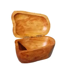 11" X 7" X 5" Hinged Lid Hand Carved Root Wood Decorative Box