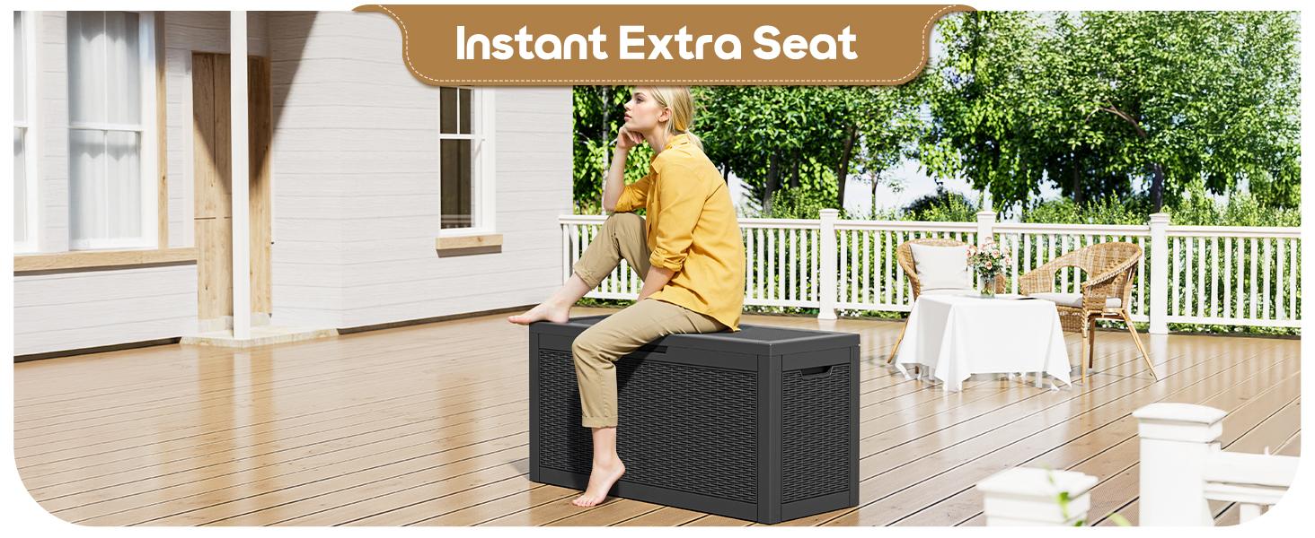 60 Gallon Outdoor Storage Box Waterproof Patio Deck Box for Garden Tools Pool Supplies