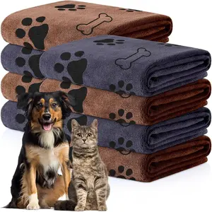 8 Pcs Microfiber Dog and Cat Towels 40 x 24 Inch Brown Gray Quick Drying Absorbent for Medium Pets Ideal for Paw Bath and Drying