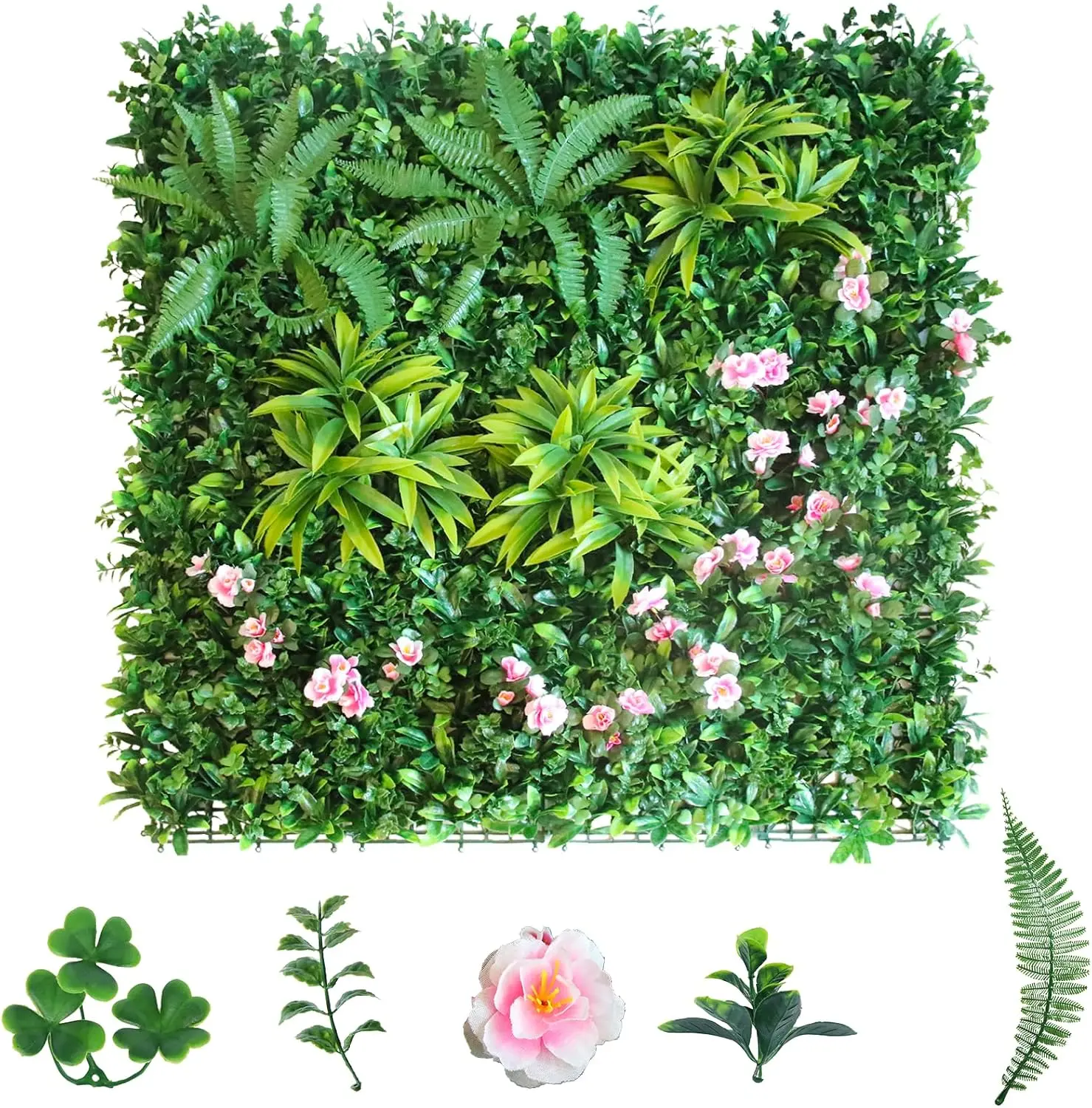 Garvee Realistic Greenery Decor – Lifelike Mixed Foliage Artificial Grass Wall Panel Set, Easy DIY Zip Tie Installation, Indoor/Outdoor Privacy Backdrop for Home, Garden & Wedding, 3-Pack (1M x 1M Each)