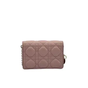 Pre-owned Dior FRANCE Shoulder Bags H2 Lady Pink Rattan Plaid Chain Mini Bag H19381