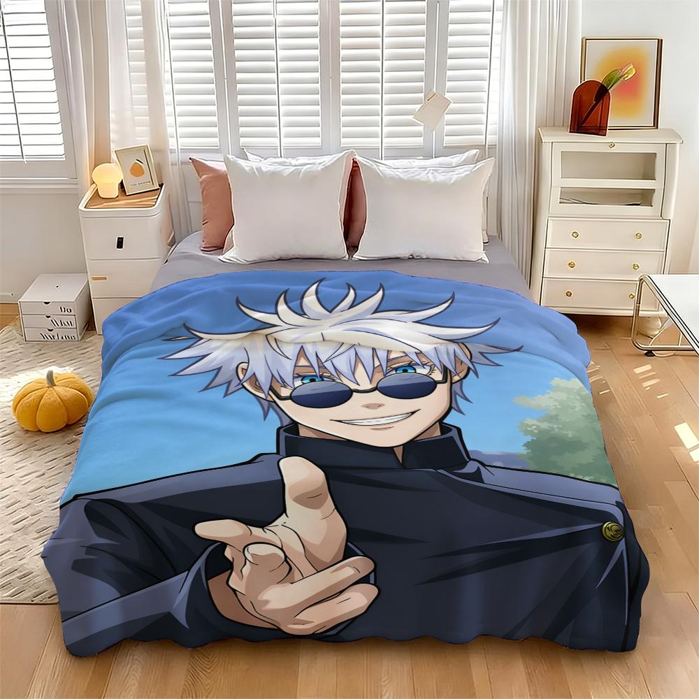 Gojo Satoru Blanket Cover Anime Jujutsu Kaisen Plush Throw Blankets Bed Sofa Decoration Soft Warm Bedspreads Suitable for use in offices, sofas, and travel settings, etc Suitable for all four seasons A gift suitable for fans, friends and children