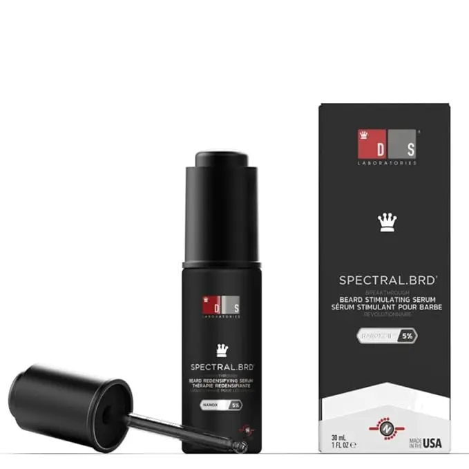 DS Labs Spectral.BRD Beard Growth Serum for Men - Supports Thicker, Fuller-Looking Facial Hair, With Nanoxidil, Biotin, Niacinamide, Castor Oil & Hyaluronic Acid, Paraben-Free, 60mL