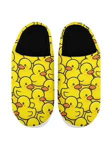 Women's Cute Yellow Duck Cozy Couple Indoor Slippers, House Slippers, Fun Cool Duck Print Casual Shoes, Soft Warm Lining and Comfortable Sole, Trendy Home Slippers for Everyday Wear and Holiday