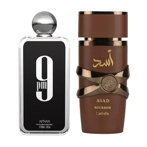 (2pc Bundle Pack) 9PM by Afnan + Asad Bourban by Lattafa EDP Spray, 3.4oz