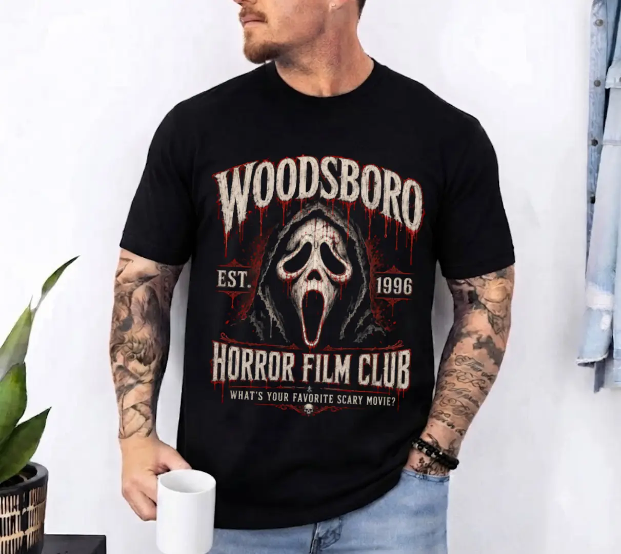Woodsboro Horror Club Scream Movie T-Shirt, Ghostface Horror Fan Tee, Vintage Slasher Movie Shirt, Spooky Season Halloween Graphic Tee, Horror Movie Gift