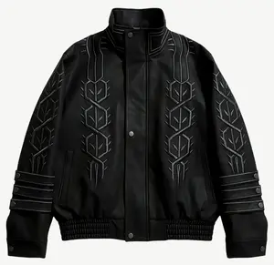 Obsidian Devil Hunter Leather Jacket - Long Sleeve Medium Length All Seasons Menswear Coats