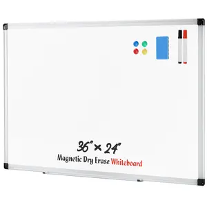 36" x 24" Magnetic Dry Erase Whiteboard, Wall-Mounted White Board with Silver Reinforced Aluminum Frame, Includes Markers, Eraser & Magnets, Perfect for Home, Office, School, Classroom & Meeting Room
