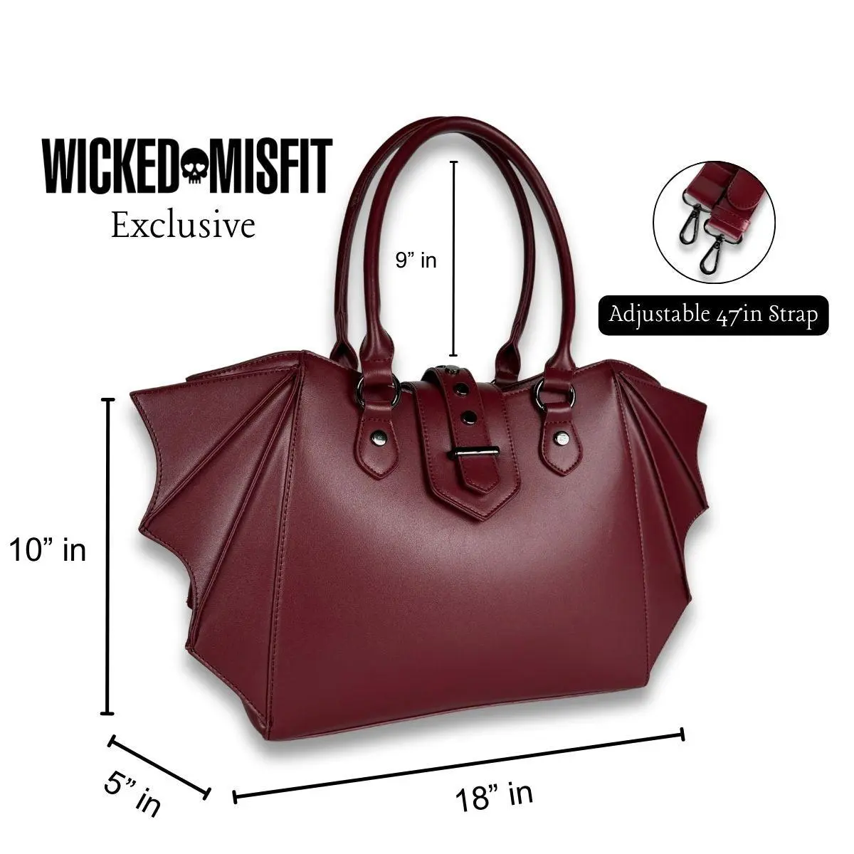 Burgundy Bat Wing Convertible Shoulder Bag
