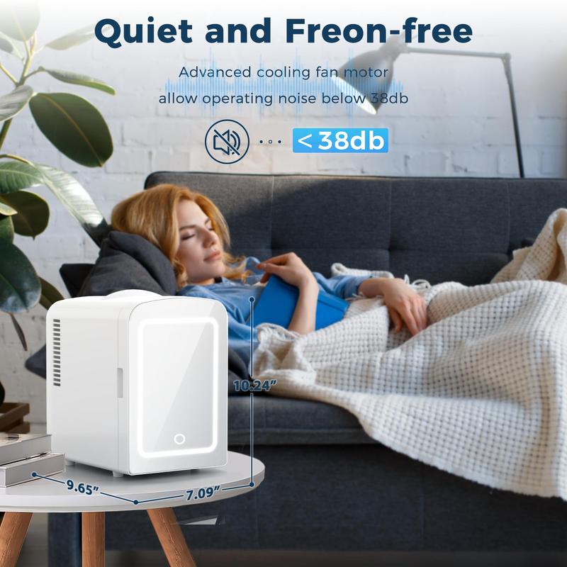 Electactic Compact Refrigerator, Skincare Fridge With Dimmable LED Light Mirror,4L 12oz Capacity, Portable Small Refrigerator for Cosmetics, Skin Care and Food , Ideal for Bedroom, Car, Office & Dorm,100% Freon-Free & Eco Friendly,Black&White. Electactic Compact Refrigerator, Skincare Fridge With Dimmable LED Light Mirror,4L 12oz Capacity, Portable Small Refrigerator for Cosmetics, Skin Care and Food , Ideal for Bedroom, Car, Office & Dorm,100% Freon-Free & Eco Friendly,Black&White.