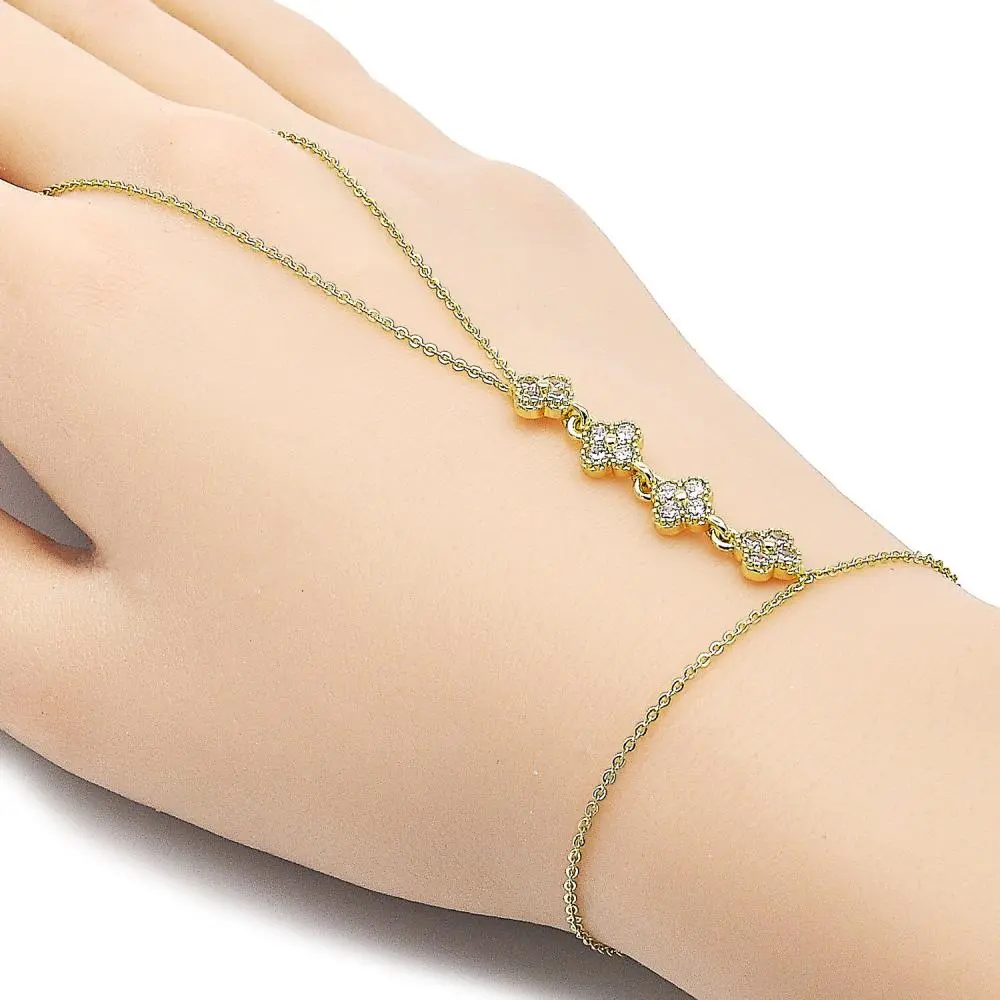 Pulsera con Anillo de Mano Oro Laminado 14 k