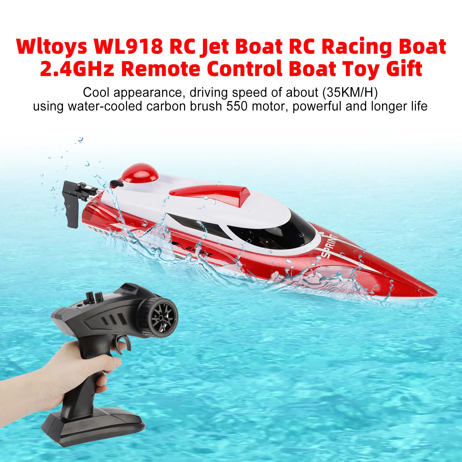 WL918 RC Jet Boat RC Racing Boat 2.4GHz Remote Control Boat Toy Gift