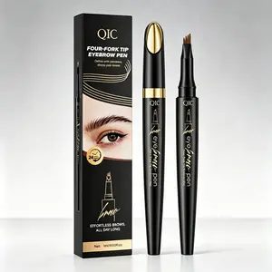 Brow Stamp 4-Prong Brow Pen — 4-Stroke Real Hair Pen, Waterproof Microblading Eyebrow Tattoo, 24H Smudge-Proof Fluffy Brows