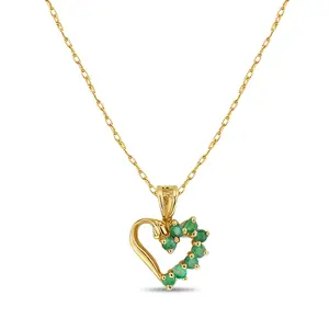 Heart Shaped Emerald Necklace 14k Yellow Gold