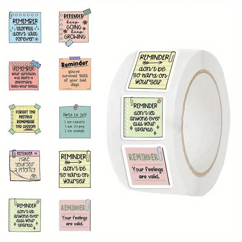 Mental Health Sticker, 500pcs/roll Reminder Decal, Positive Waterproof ...