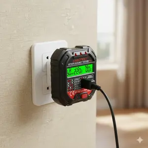 Professional Voltage & Socket Tester - RCD Leakage Protection, 5/30mA Polarity & Ground Fault Detector. Essential Electrical Safety Tool for Home, Electricians, Reliable Circuit Testing & Maintenance Equipment.