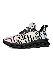 Graffiti Style Thick Sole Sneakers, Fashionable Streetwear Shoes, Bold Letter Print, Vibrant Color Block, Lightweight Design, Classic