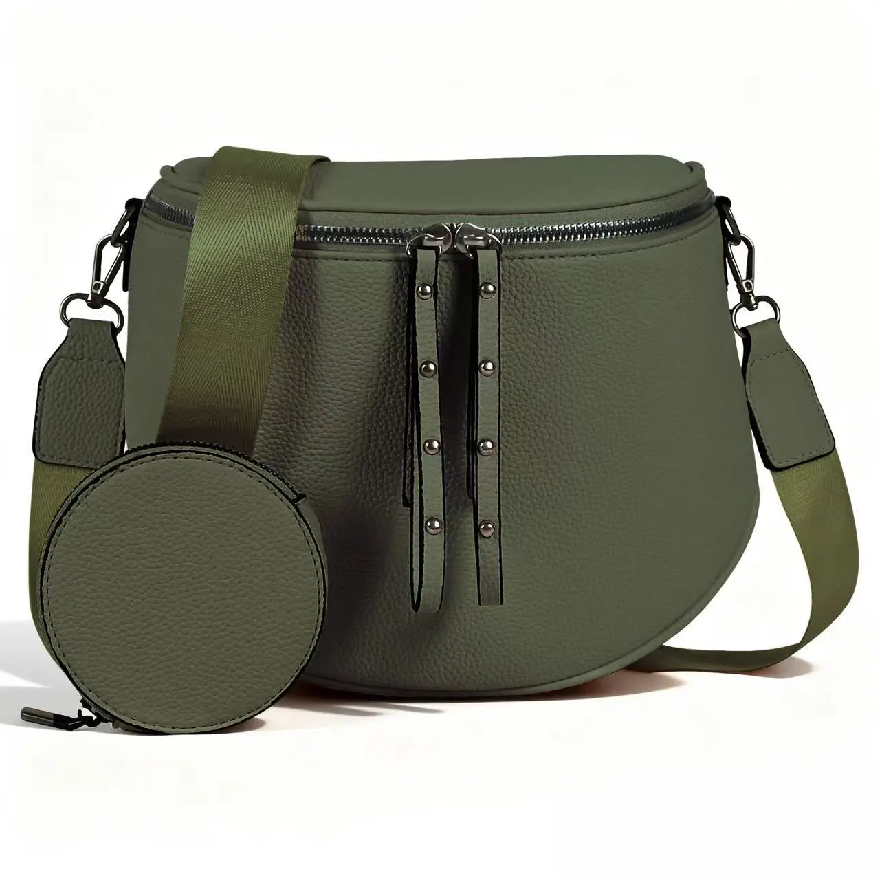 High-Capacity Versatile Crossbody Fanny Pack - Hands-Free Carry, Adjustable Strap, Round Coin Purse, Sturdy Plain Fabric for Business, Casual, Evening Use (Makeup Tool Storage Compatible), Wear Any Way
