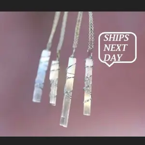 Wire Wrapped White Selenite Crystal Necklace