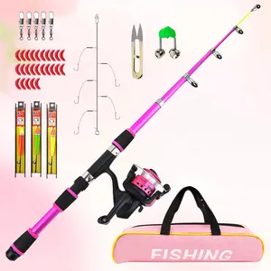 Women's Telescopic Fishing Rod Set, Includes Spinning Reel, Fishing Bag, Lure, Hooks, Pole Stand, Tools, Portable Freshwater Gear, Fishing Accessories