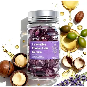 Lavender Hair Serum Capsules with Argan Jojoba & Moroccan Oils Vitamins A C E B5 Leave In Treatment for Dry Frizzy Damaged Hair Glass Hair Shine Repair