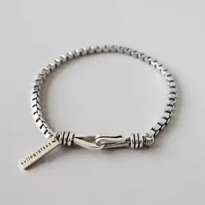 925 Sterling Silver Geometric Charm Bracelet Simple Elegant Women's Exquisite Jewelry Birthday Party Gift with