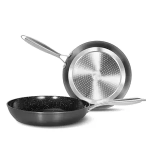 Kitchen Academy Induction Pots And Pans Set - Non-Stick Black Cooking Pans Set with Handle, Made of Aluminium, Ideal for Cooking - Cookware