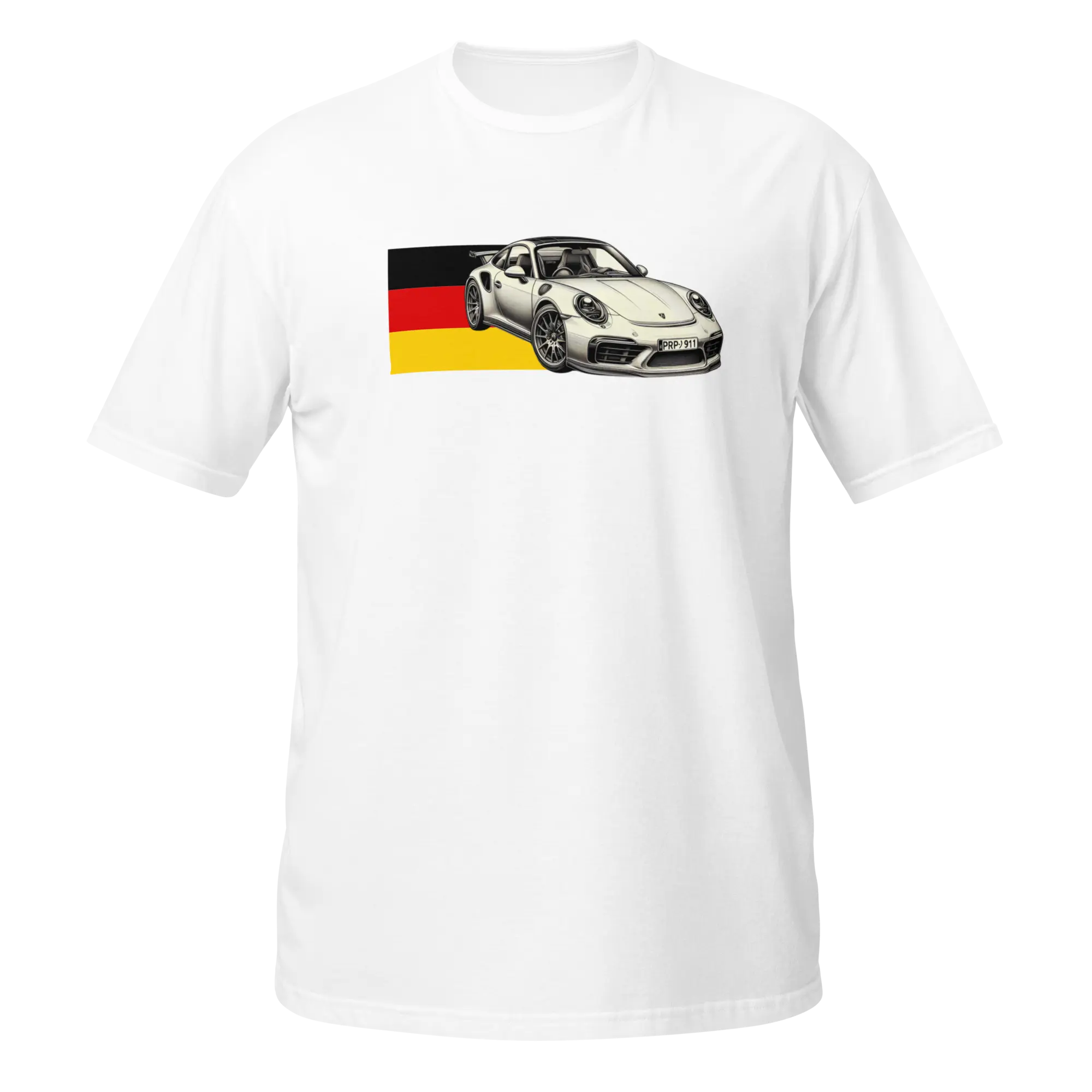 Porsche Flag Tee: Turbocharged for Auto Enthusiasts | Short-Sleeve Unisex T-Shirt | Racecar Graphics | Ideal Gift for Him | For Birthdays Casual Menswear Stylish Top Cotton Love Sport Tshirt Shortsleeve Streetwear