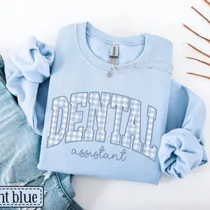 Dental Sweatshirt • Dental Assistant Gingham Work Sweater • Dental Hygienist Gift • Dentist Assistant Appreciation Gift